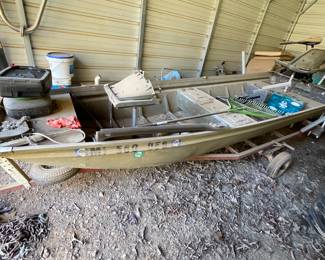 Jon boat and trailer with trolling motor