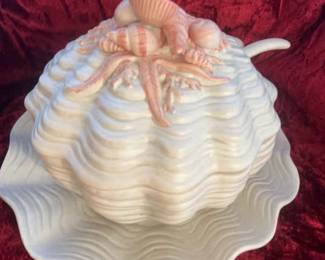 Beach Themed Seashell Bowl And Ladle 