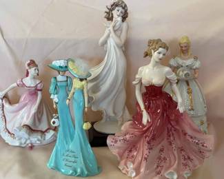 Royal Albert Royal Doulton Florence And Thomas Kinkade Set Of 5 Figurine Dolls Collectible 
