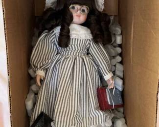 House Of Lloyd Doll Schoolgirl With Glasses And Books Doll