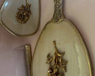 Old Heavy Weight Brush, Comb And Mirror Set