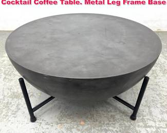 Lot 261 Cast Plaster Composite Drum form Cocktail Coffee Table. Metal Leg Frame Base
