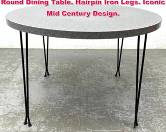 Lot 276 Boomerang Motif Formica Top Round Dining Table. Hairpin Iron Legs. Iconic Mid Century Design.