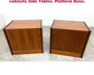 Lot 407 Pr American Modern Walnut Record cabinets Side Tables. Platform Base.