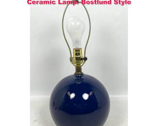 Lot 280 Markel Lighting Blue Glazed Ceramic Lamp. Bostlund Style