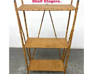 Lot 248 Vintage Bamboo and Grasscloth Shelf Etagere.