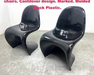 Lot 355 Verner Panton for Herman miller chairs. Cantilever design. Marked. Molded Black Plastic.