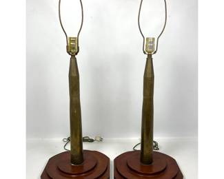 Lot 396 Pair WWII Trench Art table lamps