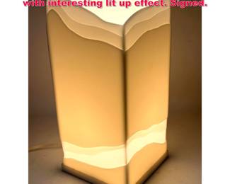 Lot 115 Ray Fisher Lamp. White hard plastic with interesting lit up effect. Signed.