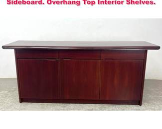 Lot 290 MCM Rosewood Credenza Sideboard. Overhang Top Interior Shelves.