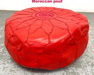 Lot 464 Round Red leather vintage Moroccan pouf