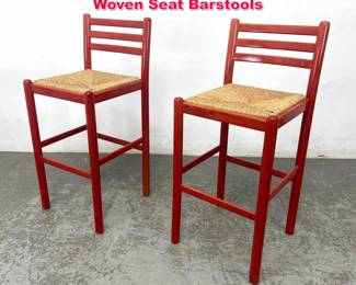 Lot 336 Pair Italian Mid Century Modern Woven Seat Barstools