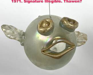 Lot 31 Signed Hanging Art Glass Blow Fish. 1971. Signature Illegible. Thawen