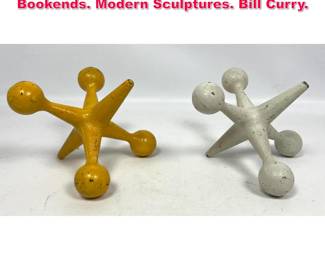 Lot 195 2pc Painted Finish Metal Jacks. Bookends. Modern Sculptures. Bill Curry.