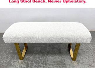 Lot 549 Mid Century Modern Brass Base Long Stool Bench. Newer Upholstery.