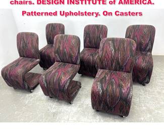 Lot 536 Set 6 Milo Baughman DIA lounge chairs. DESIGN INSTITUTE of AMERICA. Patterned Upholstery. On Casters