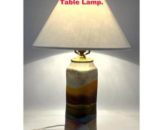 Lot 108 Studio Artisan Signed Pottery Table Lamp.