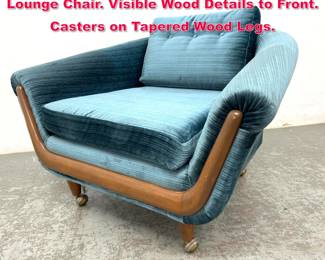 Lot 273 ADRIAN PEARSALL Modernist Lounge Chair. Visible Wood Details to Front. Casters on Tapered Wood Legs.