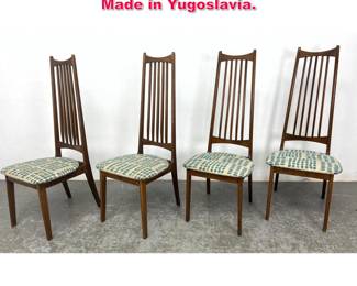 Lot 508 Set 4 Midcentury dining chairs. Made in Yugoslavia.