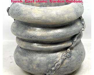 Lot 240 Heavy planter with polychrome gray finish. Cast stone. Garden Outdoor.
