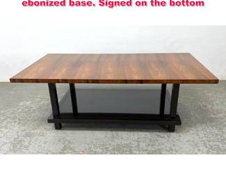 Lot 91 Councill Coffee table. Rosewood with ebonized base. Signed on the bottom