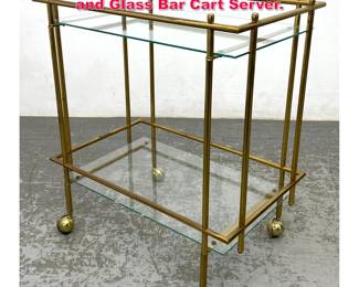 Lot 61 Vintage Mid Century Decorator Brass and Glass Bar Cart Server.