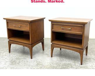 Lot 207 Pair Kent Coffey Side Table Night Stands. Marked.
