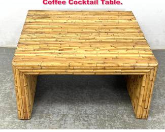 Lot 105 MCM Natural Split Bamboo Square Coffee Cocktail Table.