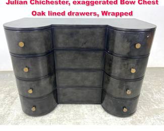 Lot 388 Balthazar Black Vellum Chest by Julian Chichester, exaggerated Bow Chest Oak lined drawers, Wrapped
