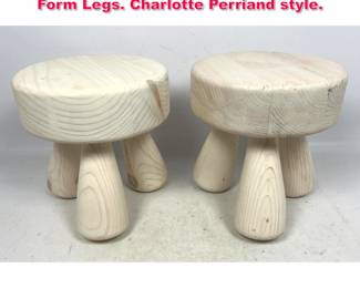 Lot 340 Pr Modern Milking Stools. Thick Bat Form Legs. Charlotte Perriand style.