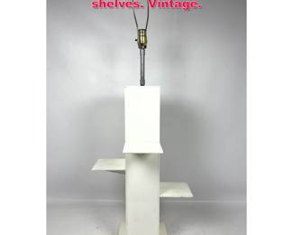 Lot 286 White Plexiglass lamp with shelves. Vintage.