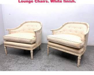 Lot 475 Pair Decorator Faux Bamboo Frame Lounge Chairs. White finish.