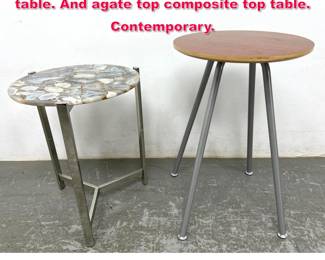 Lot 446 2pc Herman miller small round table. And agate top composite top table. Contemporary.