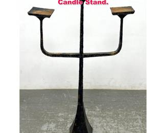 Lot 24 Tall Brutalist welded Iron Candle Stand.