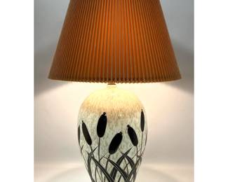 Lot 590 Cattail Decorated Table Lamp.