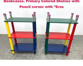 Lot 350 pr PIERRE SALA Z style Pencil Shelf Bookcases. Primary Colored Shelves with Pencil corner with Eras