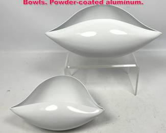 Lot 39 Pair David Weeks Enameled Shell Bowls. Powdercoated aluminum.
