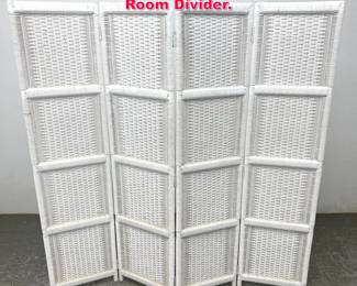 Lot 605 4 Panel White Wicker Folding Screen Room Divider.