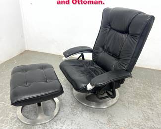 Lot 520 2pc Black Reclining Lounge Chair and Ottoman.