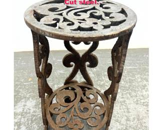 Lot 419 Heavy Iron Side Table Plant Stand. Cut steel.