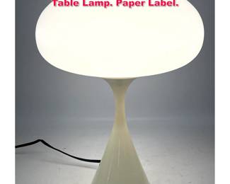 Lot 178 DESIGNLINE Tulip Base Mushroom Table Lamp. Paper Label.