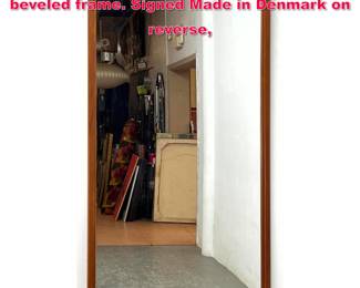 Lot 175 Danish Modern teak Mirror with beveled frame. Signed Made in Denmark on reverse,