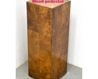 Lot 148 Milo Baughman Style Burl Wood pedestal .