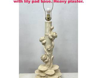 Lot 180 Serge Roche style lamp, trunk form with lily pad base. Heavy plaster.