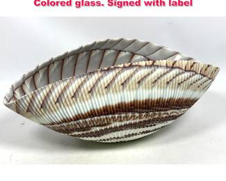 Lot 38 Murano shell form center bowl. Colored glass. Signed with label
