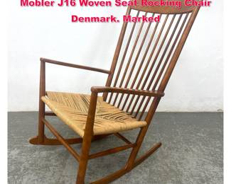 Lot 530 Danish Modern Hans Wegner for FDB Mobler J16 Woven Seat Rocking Chair Denmark. Marked