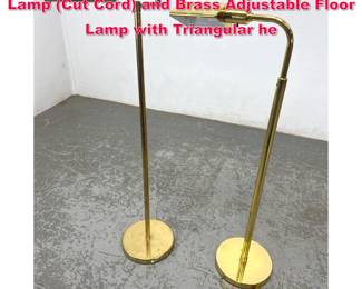 Lot 406 Koch and Lowy Cylinder Head Floor Lamp Cut Cord and Brass Adjustable Floor Lamp with Triangular he