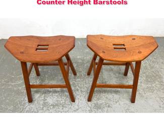 Lot 574 Pair OW ltd 2010 Cherry Wood Counter Height Barstools