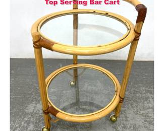 Lot 425 Vintage Bentwood Bamboo Glass Top Serving Bar Cart