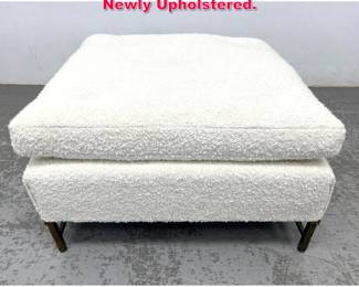 Lot 542 Vintage Brass leg ottoman stool. Newly Upholstered.